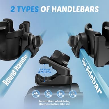 Guiseapue 2 Packs Cup Holder for Walker: Stroller Cup Holder Attachment with Phone Holder, Wheelchair/Stroller Accessories for Uppababy, Nuna, Doona, Bike, Scooter, Baby Travel Essential - Image 5