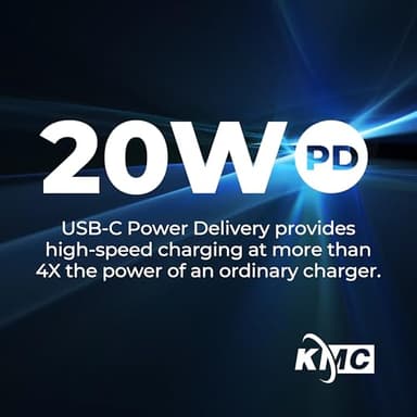 KMC 6-Outlet Extender USB-C PD Surge Protector Wall Tap, Multi-Plug USB Wall Charger, 2 USB-A Ports & USB-C 20W Power Delivery, High-Speed Phone Charger, 980J Surge Protection, UL/ETL Certified, White - Image 6