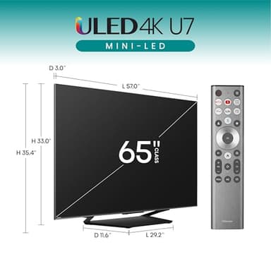 Hisense 65-Inch Class U7 Series Mini-LED ULED 4K UHD Google Smart TV (65U7N, 2024 Model) - QLED, Dolby Vision IQ, Dolby Atmos, Full Array Local Dimming, 144Hz Game Mode Pro, VRR, Alexa Compatibility - Image 2