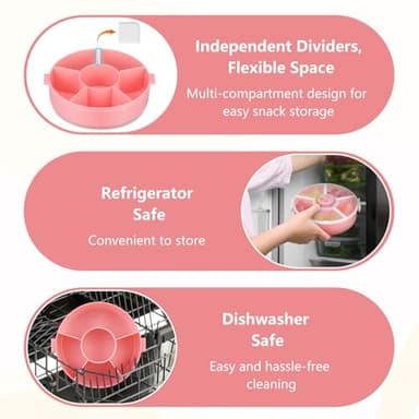 Aimsnk Kids Original Snack Spinner Bundle - Reusable Snack Container with 5 Compartment Dispenser and Lid | BPA and PVC Free | Dishwasher Safe | No Spill, Leakproof,for Toddlers (Pink) - Image 4