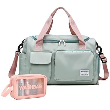 Small Gym Bag for Women, Travel Duffle Bag Carry On Weekender Bag with Shoe Compartment, 05#green, Gym Bag & Toiletry Bag, Gym Bag&toiletry Bag - Image 1