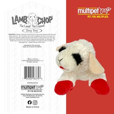 Multipet Lamb Chop Dog Plush Toy - Squeaky Dog Toy for Small & Medium Dogs - Extra Soft Plush Dog Toy - Stuffed Animal Dog Toy for Cuddling & Playing - Cute Pet Toy (10", Cream, 5 Squeakers) - Image 6