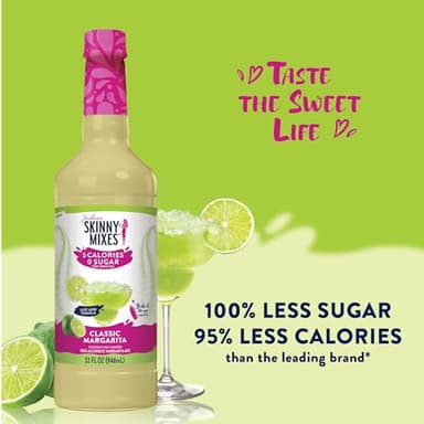 Jordan's Skinny Mixes Sugar Free Margarita Mix, Flavored Cocktail Mixer for Drinks, Fresh Lime Drink Flavoring for Cocktails & Mocktails, Low Calorie, Gluten Free, Keto Friendly, 32 Fl Oz, 1 Pack - Image 3