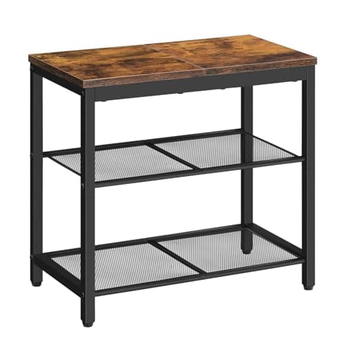 HOOBRO Shoe Bench, 3-Tier Shoe Rack, Industrial Shoe Organizer Storage Bench, 19.7 inches Entry Bench with Mesh Shelves, for Entryway, Living Room, Hallway, Easy Assembly, Rustic Brown BF50HX01 - Image 1