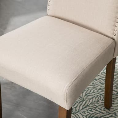 Stylish Upholstered Parsons Dining Chair Kitchen with Silver Nailhead Trim and Sturdy Solid Wood Legs - Image 9
