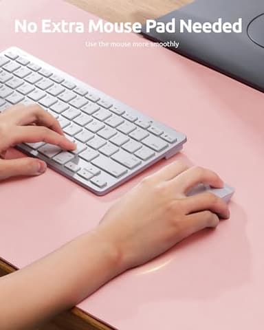 YSAGi Leather Desk Protector, Office Mat, Large Mouse Mat, Non-Slip PU Leather Blotter, Laptop Desk Pad, Waterproof Writing Pad for Office and Home (Light Pink, 31.5" x 15.8") - Image 3