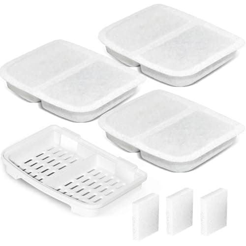 Pet Fountain Filter Set, 12 Triple Filtration System Replacement Cat Water Fountain Filters & 12 Pre-Filter Sponges & 2 filter boxes for 105oz/3L Automatic Pet Fountain (FT-6, 3 SETS) - Image 1