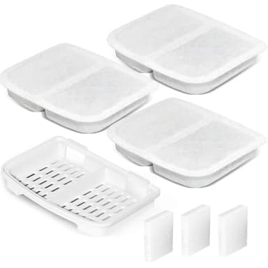 Pet Fountain Filter Set, 12 Triple Filtration System Replacement Cat Water Fountain Filters & 12 Pre-Filter Sponges & 2 filter boxes for 105oz/3L Automatic Pet Fountain (FT-6, 3 SETS) - Image 1