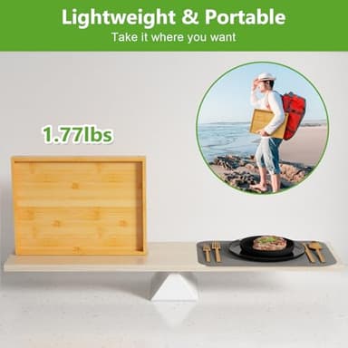 Youpehom Bed Tray Table with Folding Legs,Bamboo Breakfast in Bed for Kitchen Serving Tray,Sofa,Eating,Used As Laptop Desk Snack Tray 2 Pack (Bamboo) - Image 4
