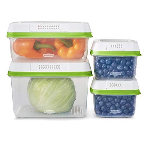 Rubbermaid FreshWorks Produce Saver, Medium and Large Storage Containers, 8-Piece Set, Set of 4, Med & Lg, Clear - Image 1