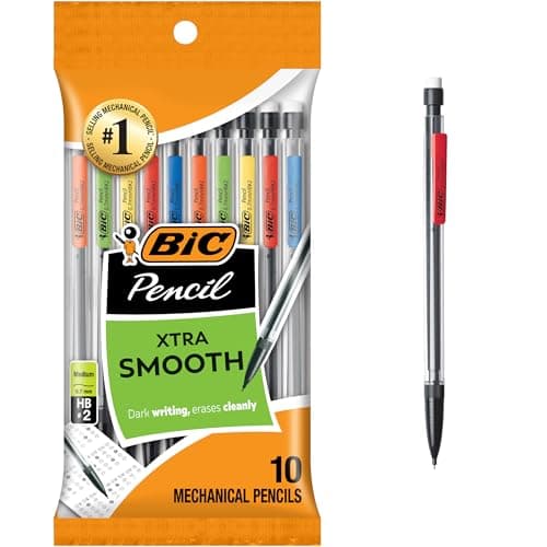 BIC Xtra-Smooth Mechanical Pencils with Erasers, Medium Point (0.7mm), 10-Count Pack, Bulk Mechanical Pencils for School or Office Supplies - Image 1