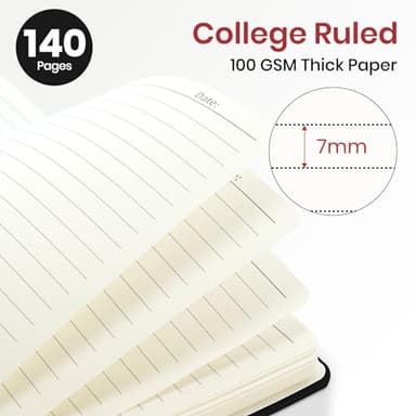 ZOTIA Lined Spiral Journal Notebook for Women, A5 College Ruled Journals for Writing, Hardcover Notebooks for Work, Note taking and Office School Supplies,140 Pages - Black - Image 2