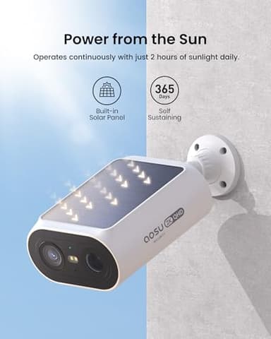 AOSU Solar Security Cameras Wireless Outdoor, 2Mins DIY Installation, No Subscription Cameras for Home Security System, Local Storage, 2K Color Night Vision for Surveillance, 2.4&5ghz WiFi, 4 Cam-kit - Image 6