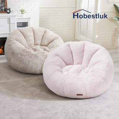 Hobestluk Bean Bag Chairs Large Bean Bag Couch for Adults Stuffed Sofa Chair Comfy Giant Bean Bag Chair with Spacious Design for Reading, Playing or Relaxing (Pink) - Image 9