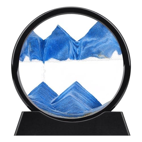 XINBAOHONG Moving Sand Art Picture,Liquid Motion 3D Deep Sea Sandscape in Motion Display Flowing Sand Frame Relaxing Desktop Home Office Work Decor（10 inch） (Blue) - Image 1