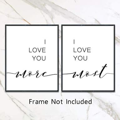 I Love you More, I Love you Most Prints, Set of 2, 8 x 10 Inches, Unframed Minimalist Art, Typography Art, Bedroom Wall Art, Romantic Gift, Home Wall Art, Poster - Image 3
