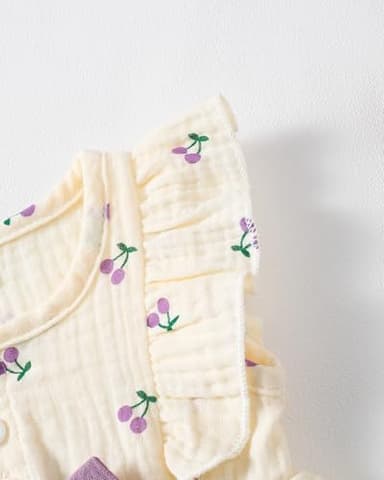 sweetabby 18 Months Girl Clothes Toddler Girl Dresses Linen Summer Outfit Girls White Grape Swing Dress Princess Ruffle Short Sleeve Sundress 18-24 Months - Image 5