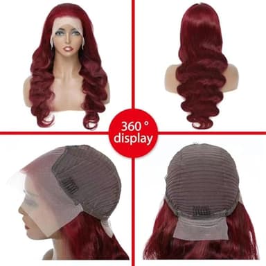 METDIO 99J Burgundy wig human hair 13x4 body wave lace front wigs human hair 180 Density Pre Plucked Glueless Wine red colored lace front wig for Women 26inch - Image 6