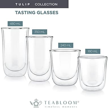 Teabloom Tulip Insulated Glasses for Tea, Coffee and other Beverages - Double Walled Borosilicate Glass Keeps Drinks Hot/Cold, 12 oz (Set of Two) - Image 6
