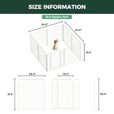 FXW Homeplus Unleashed Indoor Dog Playpen - Stress-Free and Safe Play, Heavy Duty 32 Inch 8 Panels Dog Pen for Small and Medium Dogs, White│Patented - Image 2