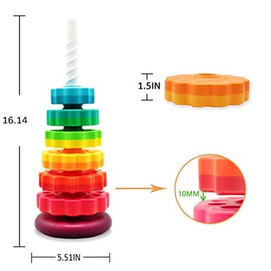 LUCKFUTURE Educational Spinning Stacking Toys, Rainbow Stacking Rings Baby Toy, Montessori Sensory Learning Toy for Girls and Boys Toddlers Toys for 1-3 Year Old - Image 4
