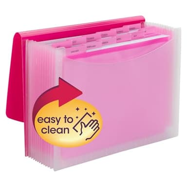 Smead Poly Expanding File, 12 Dviders, Flap and Cord Closure, Letter Size, Wave Pattern Pink/Clear (70864) - Image 5