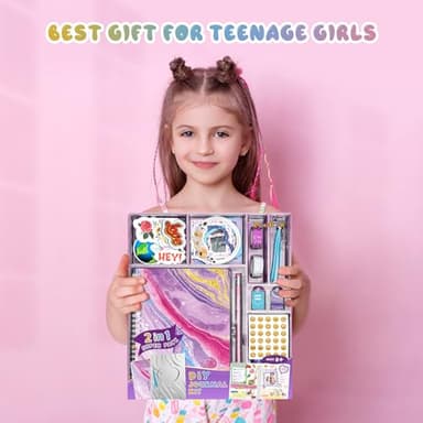 PERRYHOME 2-Pack DIY Journal Kit for Girls - 200+Pcs Journal Set for Tween & Teen Girls, Journaling Art & Crafts Kits, Christmas Gifts for 8 9 10 11 12 13 14 Year Old Girl,Scrapbook&Diary Supplies Set - Image 7