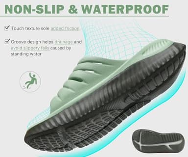 KuaiLu Womens Recovery Sandals Comfortable Plantar Fasciitis Arch Support Ladies Orthopedic Open Toe Slip On Running Sport Walking Slides Thick Athletic Cushion Slippers Summer Sliders Green Size 7 - Image 8