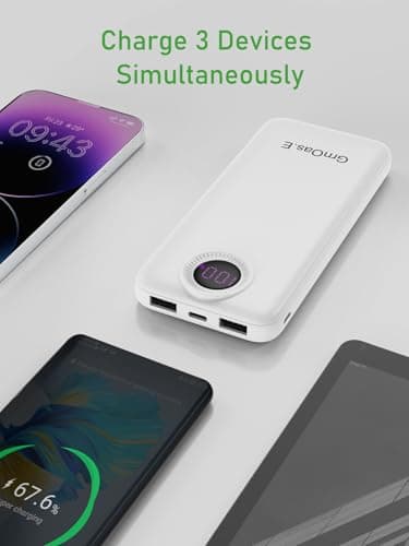 GrnOas.E Portable Charger,10000 mAh Power Bank Travel Charger with USB-C (Output & Input),LED Display Travel Essentials Backup Battery Pack Compatible with iPhone,Android,Heating Vests etc,Ivory White - Image 4