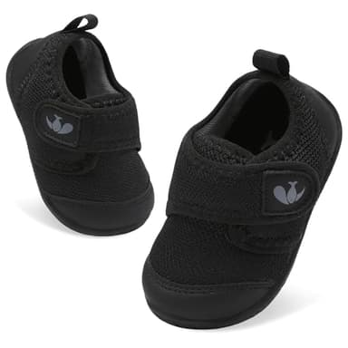 FEETCITY Baby First Walking Shoes Baby Shoes Boys Girls Newborn Crib Shoes Anti-Slip Toddler Sneakers Black - Image 1