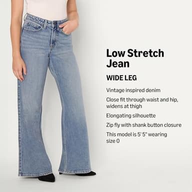 Amazon Essentials Women's Women's Low Stretch Relaxed-Fit Mid-Rise Wide Leg Jean, Authentic Medium Wash, 12 - Image 2