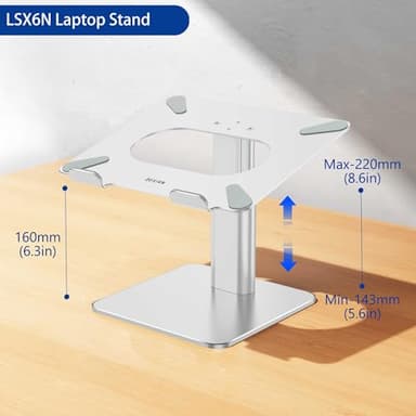 BESIGN LSX6N Laptop Stand, Ergonomic Adjustable Notebook Riser Holder, Computer Stand Compatible with Air, Pro, Dell, HP, Lenovo More 10-15.6" Laptops, Silver - Image 4