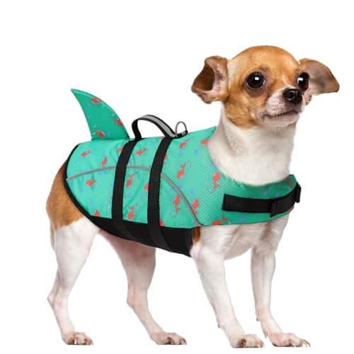Queenmore Small Dog Life Vest for Swimming, Shark Dog Life Jacket, XS Life Vest for Boating, Puppy Life Jackets for Small Dogs Cats, Pet Floating Dog Swimming Vest with Handle/Leash Hook - Image 1