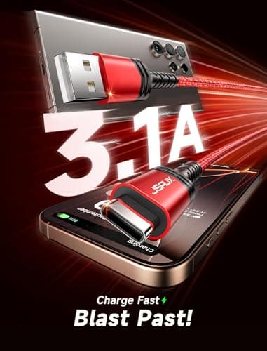 JSAUX USB C Cable [2-Pack 6.6ft], USB A to USB Cord Fast Charging for iPhone 17, iPhone Air, iPhone 17 Pro, iPhone 17 Pro Max, iPhone 16/iPhone 15 Series, Samsung S20 S10, Note 20 10, Car Play - Red - Image 3