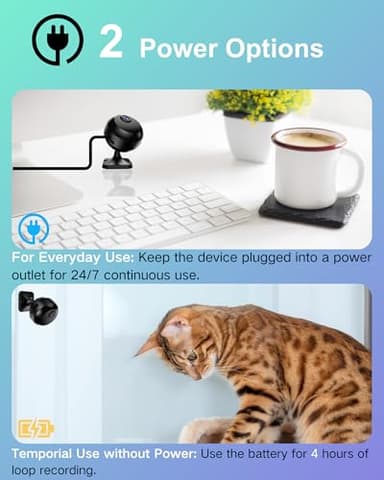 LuminiCam Mini Camera Wireless 1080P Wi-Fi Hidden Camera for Indoor Security Pet Monitoring, Motion Detection & Night Vision Nanny Cam Pet Cameras - Image 5