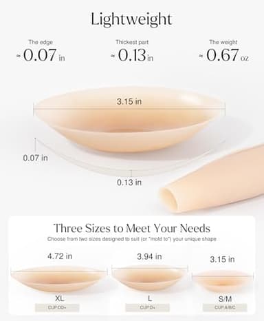 Popilush Nipple Covers for Women - Sticky Bra - Reusable Silicone Nipple Pasties Waterproof with Travel Case Crème Large (Fits DD-H Cups) - Image 6