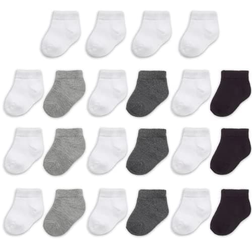 Fruit of the Loom Baby 22-Pack Grow & Fit Flex Zones Low Cut Stretch Socks - Unisex, Girls, Boys (0-6 Months, Grey) - Image 1