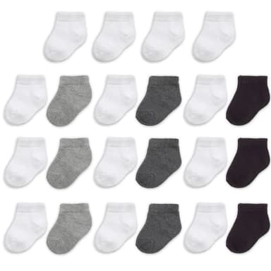 Fruit of the Loom Baby 22-Pack Grow & Fit Flex Zones Low Cut Stretch Socks - Unisex, Girls, Boys (0-6 Months, Grey) - Image 1