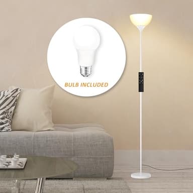 PESRAE Floor Lamp, Remote Control with Stpeless Color Temperatures and Brightness, Torchiere lamp for Bedroom, Living Room, Bulb Included - Image 2