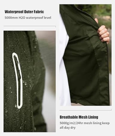 SWISSWELL Men's Waterproof Golf Rain Suit Rain Gear Jacket and Pant Outdoor Lightweight Hooded Raincoat Army Green Jacket Navy Pants L - Image 3