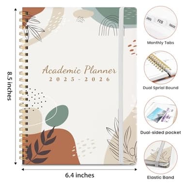 Planner 2025-2026, Monthly and Weekly Calendar Academic Planner (July 2025 - June 2026), Hardcover Student Teacher Planning Agenda Book with Tabs, Perfect for Office School Supplies, A5 (6.3" x 8.5") - Abstract - Image 3