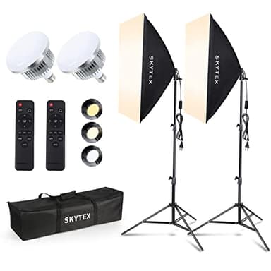 Skytex Softbox Lighting Kit(2Pack), 20x28in Soft Box | 85W 2700-6400K E27 LED Bulb Continuous Photography Lighting, Photo Studio Lights Equipment for Camera Shooting, Video Recording - Image 1
