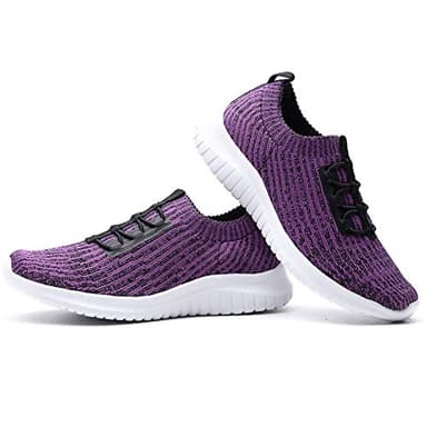 TIOSEBON Women's Lightweight Casual Walking Athletic Shoes Breathable Running Slip-On Sneakers for Jogging Workout Soft Shoes Wide US 6.5 Purple - Image 6