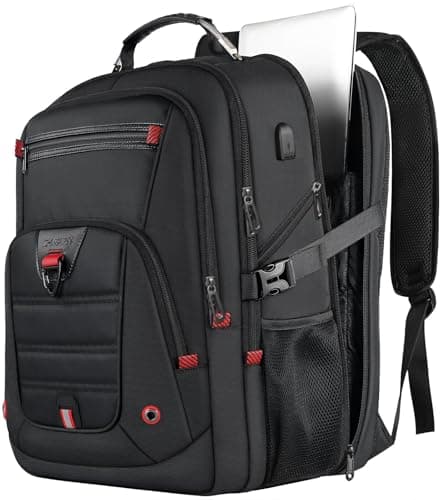 Z-MGKISS Extra Large Travel Backpack, 52L TSA Backpack 17.3 Inch, Anti-Theft 17 Inch Big Business Laptop Backpack for Men & Women, Water Resistant College Rucksack Bag with USB Port, Black - Image 1