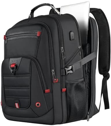 Z-MGKISS Extra Large Travel Backpack, 52L TSA Backpack 17.3 Inch, Anti-Theft 17 Inch Big Business Laptop Backpack for Men & Women, Water Resistant College Rucksack Bag with USB Port, Black - Image 1