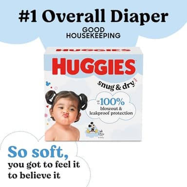 Huggies Size 1 Diapers, Snug & Dry Newborn Diapers, Size 1 (8-14 lbs), 44 Count, Packaging May Vary - Image 2