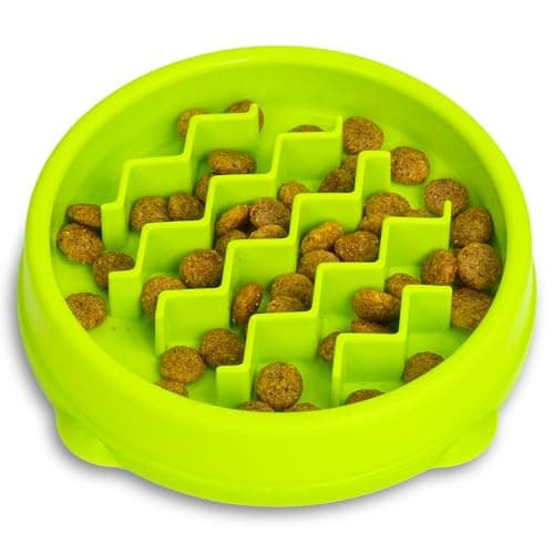 Catstages Kitty Slow Feeder Cat Bowl for Wet or Dry Cat Food, Helps Prevent Bloat & Improve Digestion, Non-Slip, BPA-Free, Small, Green - Image 1