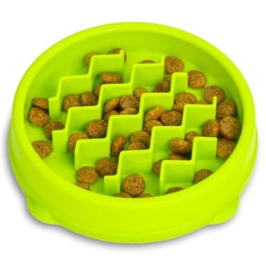 Catstages Kitty Slow Feeder Cat Bowl for Wet or Dry Cat Food, Helps Prevent Bloat & Improve Digestion, Non-Slip, BPA-Free, Small, Green - Image 1