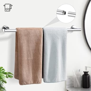 TURS Polished 5 Piece Bathroom Hardware Set, 24 Inch Bath Towel Bar Set, Round Bathroom Accessories Kit Wall Mounted SUS304 Stainless Steel - Image 2