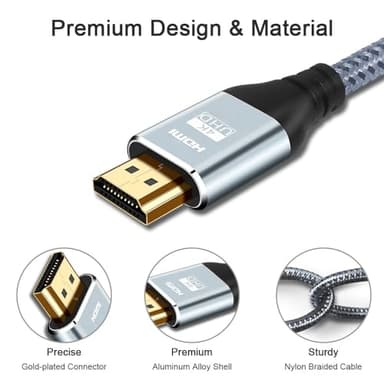 Cheges HDMI Cable 4K 60 Hz 20 ft, High Speed HDMI 2.0 Cables, 18Gbps, 4K @ 60Hz, Ultra HD, 2160P,1080P, ARC, 3D, HDCP 2.2 Cord Braided, for Laptop, Monitor, PS5, PS4, Xbox One, Fire TV - Image 5